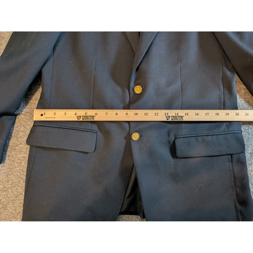 Joseph & Feiss Blazer 100% WOOL Sport Coat Navy Gold‎ Crest Canada Nautical 39R